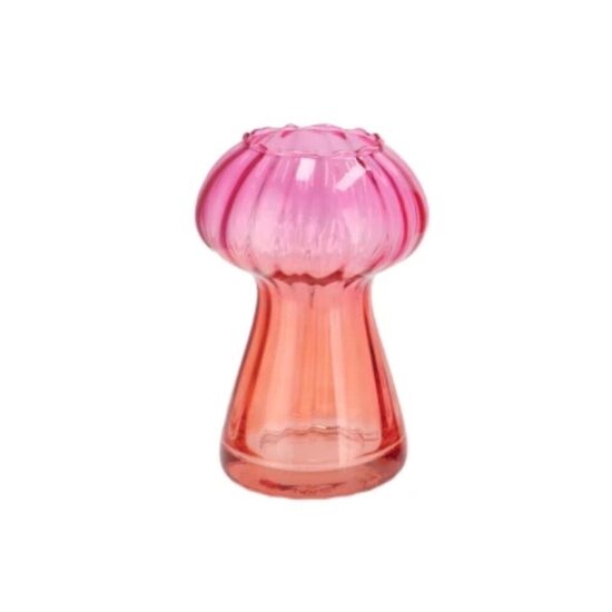 DAAN KROMHOUT stikla vāze d11cm x h17cm, rozā-oranža