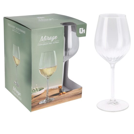 MIRAGE stikla vīna glāzes 380ml, 4gab