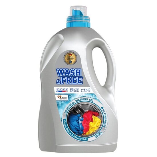 WASH & FREE veļas mazgāšanas gēls 4.8L/5kg "Ocean breeze"