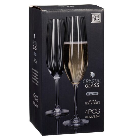 CRYSTALLINE STRIPE kristalizēta stikla šampanieša glāzes 260ml, 4gab