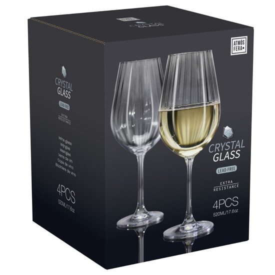 CRYSTALLINE STRIPE kristalizēta stikla vīna glāzes 520ml, 4gab