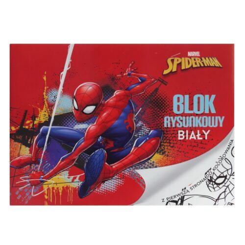 SPIDERMAN zīmēšanas albums A4, 20 lapas, 80gsm, bonuss: krāsošanas lapa, sarkans