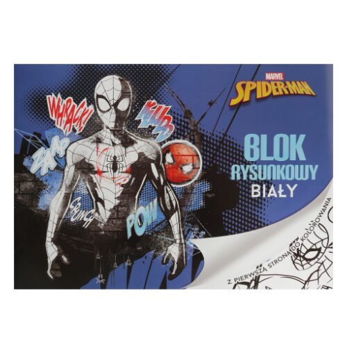 SPIDERMAN zīmēšanas albums A4, 20 lapas, 80gsm, bonuss: krāsošanas lapa, zils