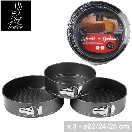 CHEF TRAITEUR cepamformu komplekts 3gab d22/24/26cm
