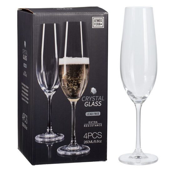 CRYSTALLINE CLASSIC kristalizēta stikla šampanieša glāzes 260ml, 4gab