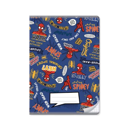 SPIDERMAN rūtiņu klade A5, 32 lapas, zila ar raibu motīvu