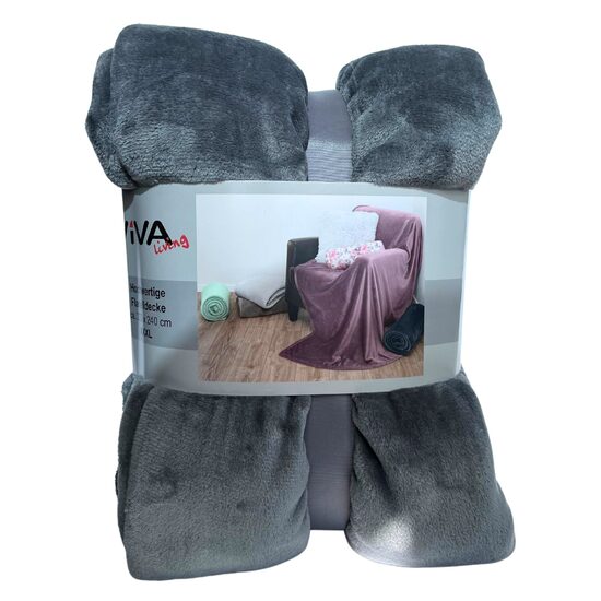 VIVA HOME pleds-gultas pārklājs 220x240cm, pelēks