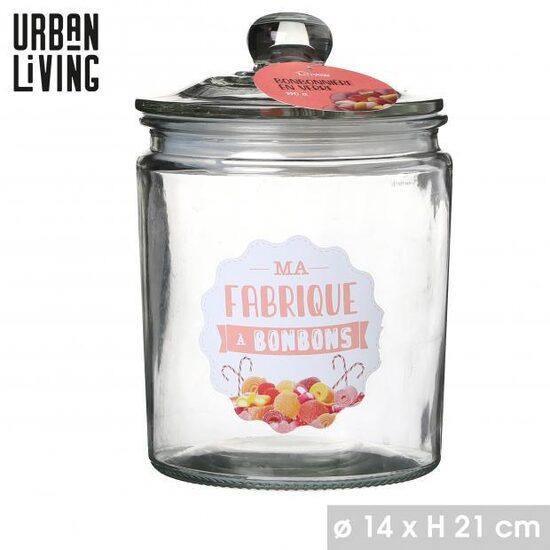 URBAN LIVING stikla uzglabāšanas trauks 1.9L, d14x21cm