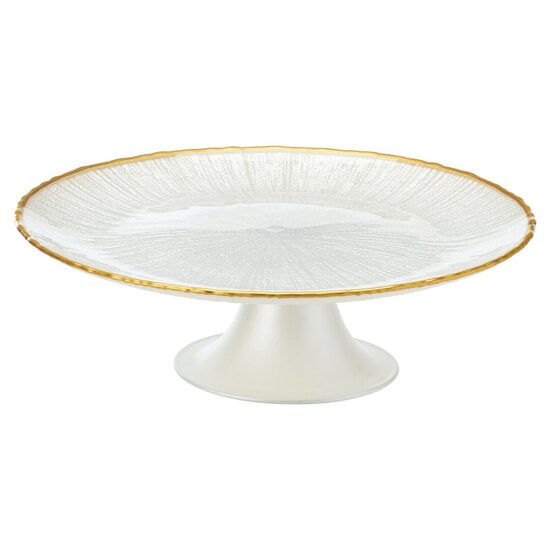 STRIPE stikla kūku statīvs ar zelta maliņu d21cm x h7.5cm