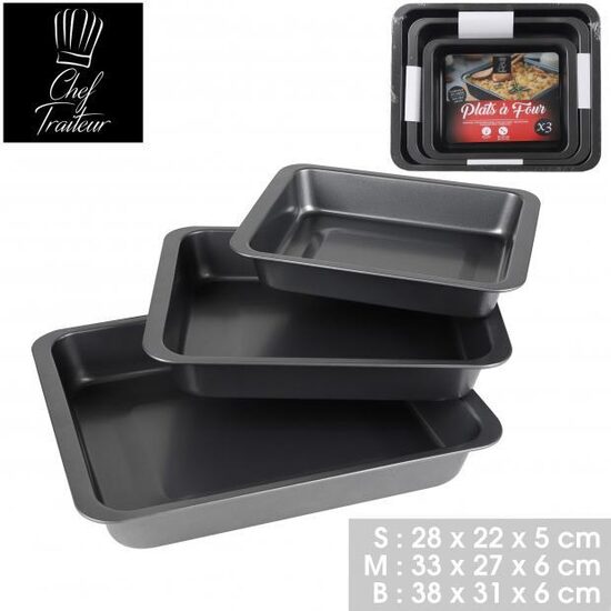 CHEF TRAITEUR cepamformu komplekts 3gab, 28x22x5cm/ 33x27x6cm/ 38x31x6cm