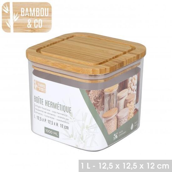 BAMBOU & CO plastikas uzglabāšanas trauks 1L/12.5x12.5x12cm