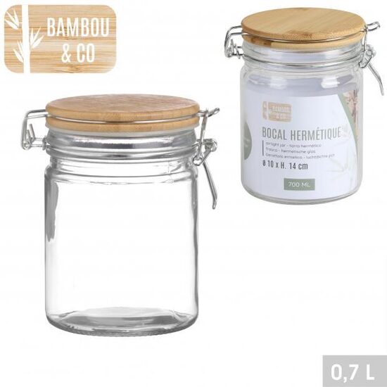 BAMBOU & CO stikla uzglabāšanas trauks h14cm/0.7L