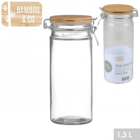 BAMBOU & CO stikla uzglabāšanas trauks h25cm/1.3L