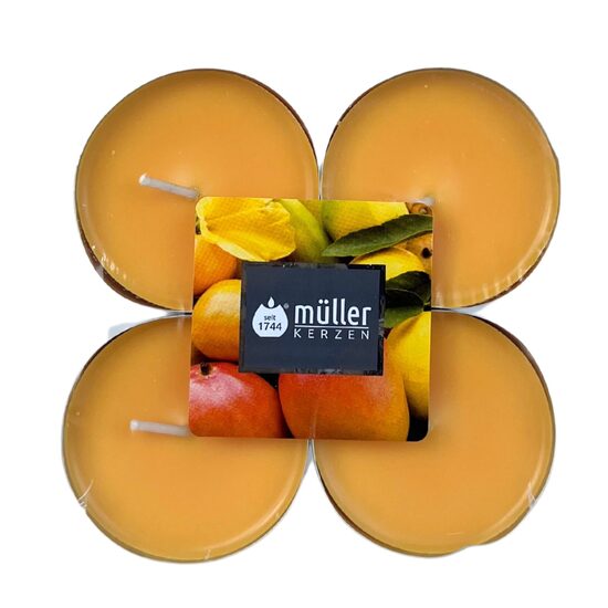 MULLER aromātiskās MAXI tējas sveces 8gab, +/-8h, mango