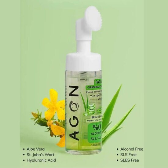 AGON "Aloe Vera" ādu mitrinošs un barojošs sejas tīrīšanas līdzeklis 150ml, ar maigu silikona birstīti