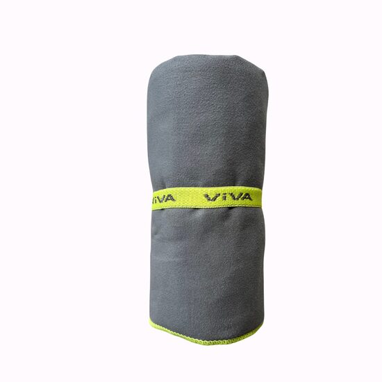 VIVA HOME mikrofibras sporta dvielis 65x135cm, pelēks ar dzeltenu malu