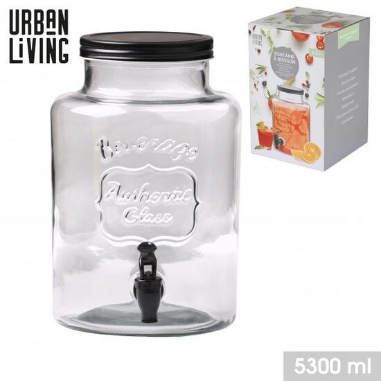 URBAN LIVING stikla dzērienu lielais trauks ar krānu 5.3L