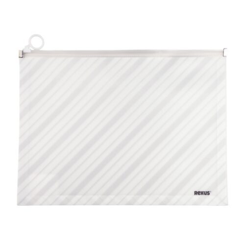 REXUS mape ar rāvējslēdzēju A4, gaiši matēta ar baltām līnijām