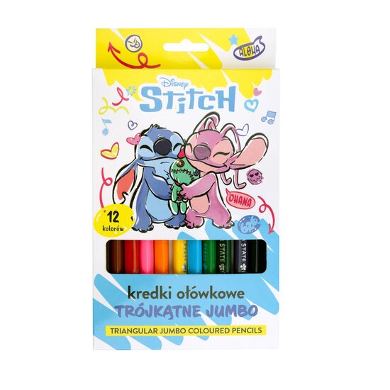 STITCH lielie trīsstūra formas krāsainie zīmuļi 12gab