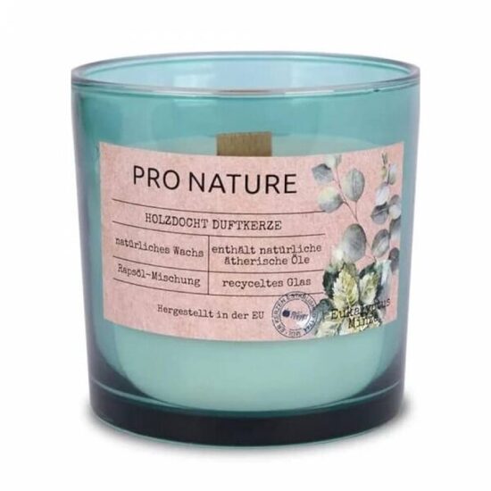 MULLER PRO NATURE rapšu vaska svece +/-40h, eikalipts un piparmētra