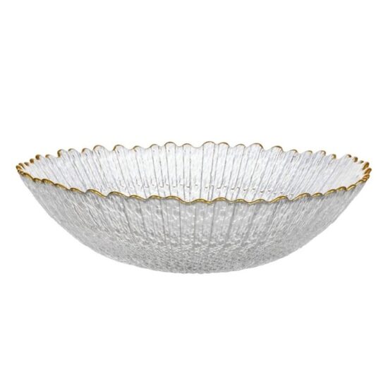 VERA stikla bļoda ar zelta maliņu d25cm x h12cm