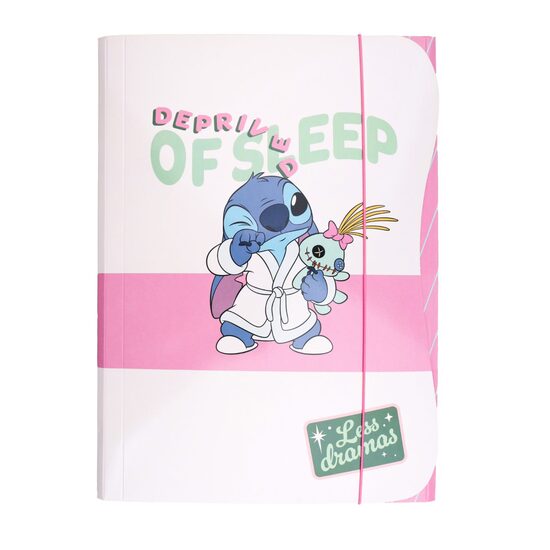 STITCH kartona mape ar gumijas aizdari un iekšpuses dekorāciju, A4, rozā