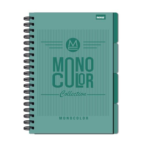 REXUS rūtiņu klade B5, 96 lapas, cietie vāki, ar perforētu līniju, ar aploksni, zaļa