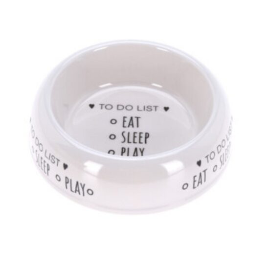 PETS barības bļoda 18x18x5cm "Eat, sleep, play"