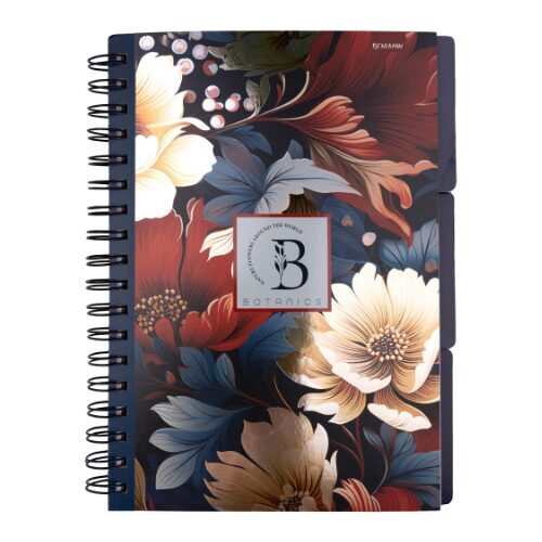 REXUS rūtiņu klade B5, 96 lapas, ar perforētu līniju, ar aploksni, ziedi