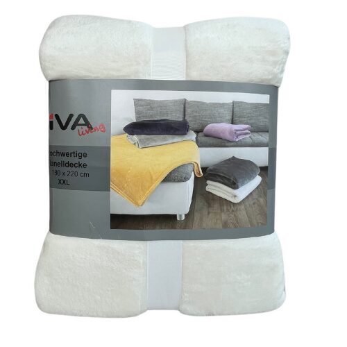 VIVA HOME poliestera flaneļa pleds 180x220cm, balts