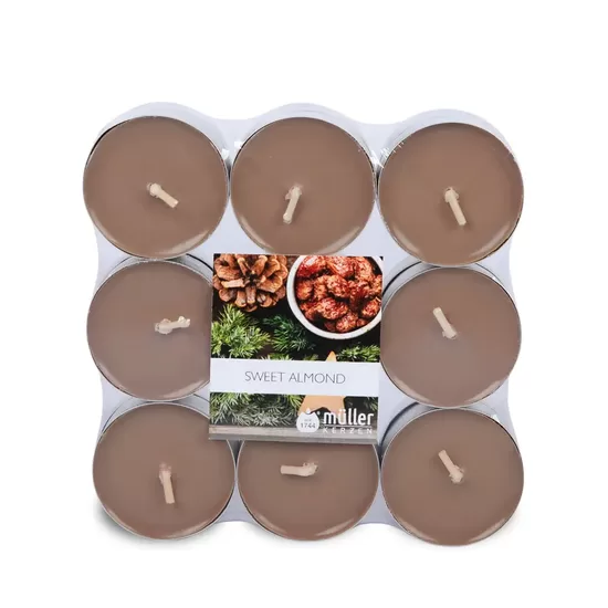 MULLER aromātiskās tējas sveces 18gab, +/- 4h, grauzdētas mandeles