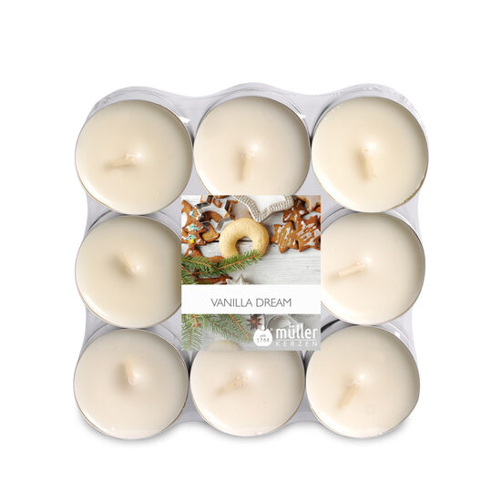 MULLER aromātiskās tējas sveces 18gab, +/- 4h, vaniļas sapnis