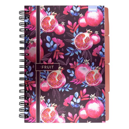 REXUS rūtiņu klade B5, 96 lapas, cietie vāki, ar perforētu līniju, ar aploksni, granātāboli