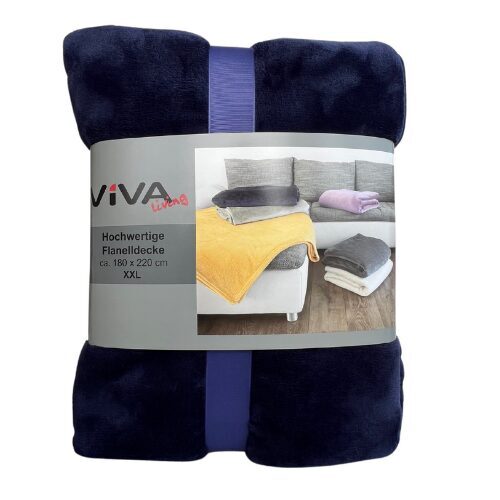 VIVA HOME poliestera flaneļa pleds 180x220cm, zils