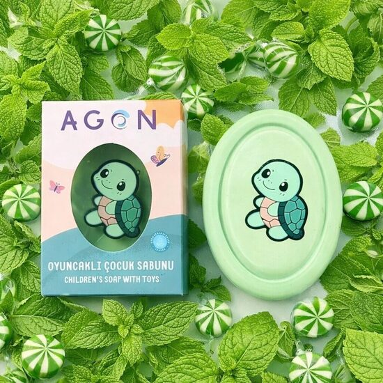 AGON maigas ziepes ar rotaļlietu, 50gr, piparmētru aromāts