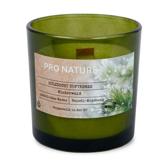 MULLER PRO NATURE rapšu vaska svece +/-40h, sniegots mežs