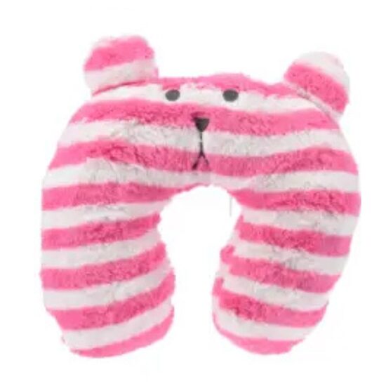 Ceļojumu kakla spilvens 30x30cm, rozā-baltas svītras