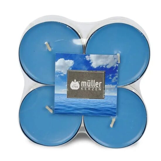 MULLER aromātiskās MAXI tējas sveces 8gab, +/-8h, jūras svaigums