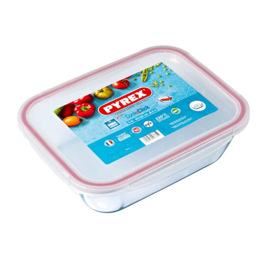 PYREX "Cook & Click" stikla uzglabāšanas trauks un cepamforma 2in1 2L/21x21x8cm