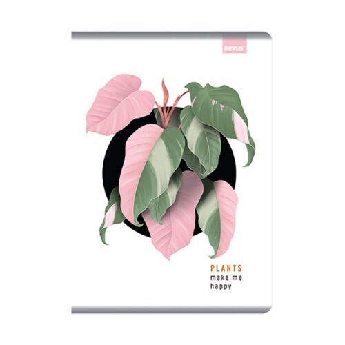 REXUS rūtiņu klade A5, 80 lapas, ar monstera lapām