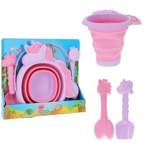 Salokāms spainītis ar grābekli un lāpstu, rozā