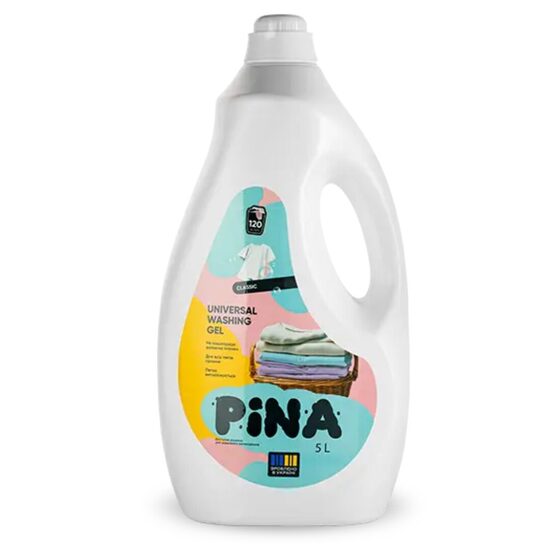 PINA veļas mazgāšanas gēls 5L "Universal Classic" (ražots Ukrainā) (piegāde tikai ar kurjeru vai izņemšana uz vietas)