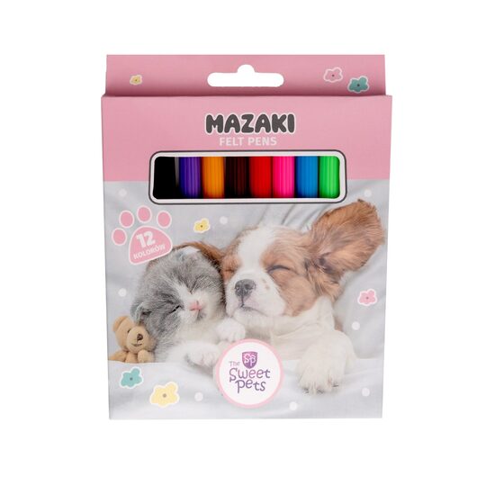 SWEET PETS flomasteri, 12 toņi