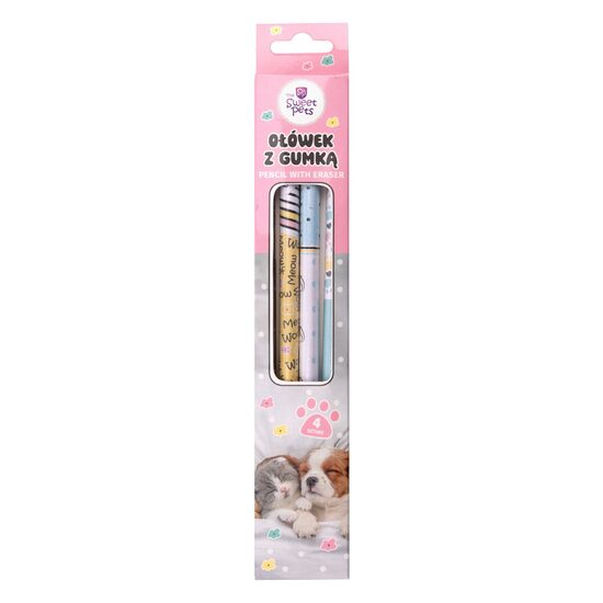 SWEET PETS parastie zīmuļi ar dzēšgumiju, 4gab