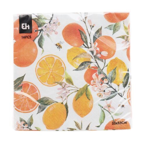 EXCELLENT HOUSEWARE salvetes 16gab, 33x33cm, citrusaugļi