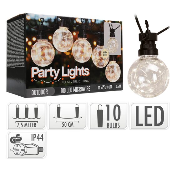 PROGARDEN apgaismojuma virtene, 10 LED spuldzītes, 7.5m
