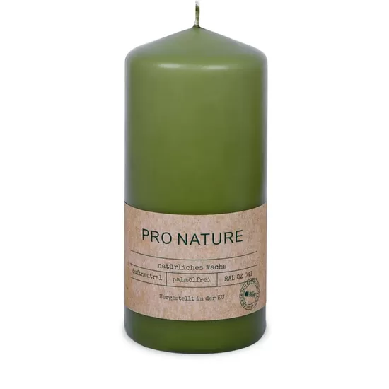 MULLER PRO NATURE stearīna svece +/-32h, zaļa