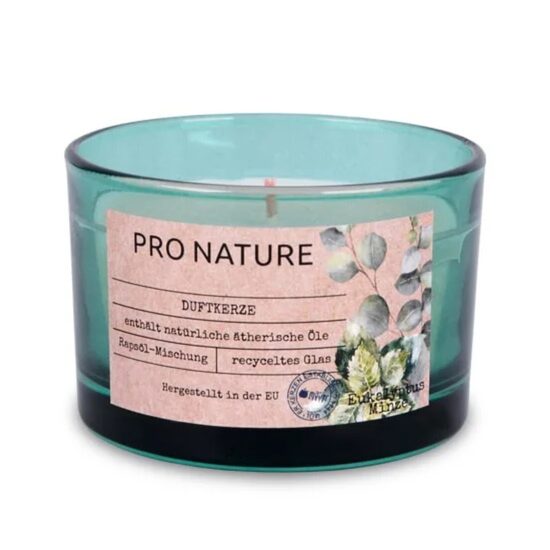 MULLER PRO NATURE rapšu vaska svece +/-20h, eikalipts un piparmētra