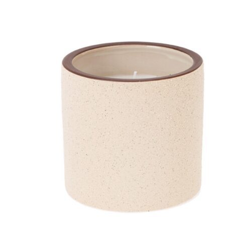 Citronella aromāta svece keramikas traukā 12x10cm, 30h, krēmkrāsa