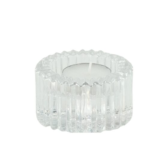 HOUSEVITAMIN dubultais stikla svečturis "Ribb" d8cm x h4cm, paredzēts tējas svecēm un galda svecēm